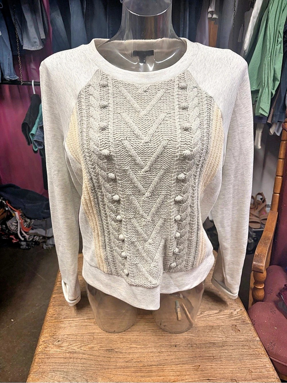 J.Crew Pom-Pom Cable-Knit Sweater Cream Size Medium